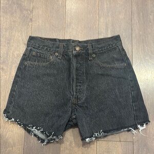 Levi's Vintage Washed Black Jean Shorts with Frayed Hem
